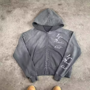 Custom Vintage Screen Print Zip Hoodie